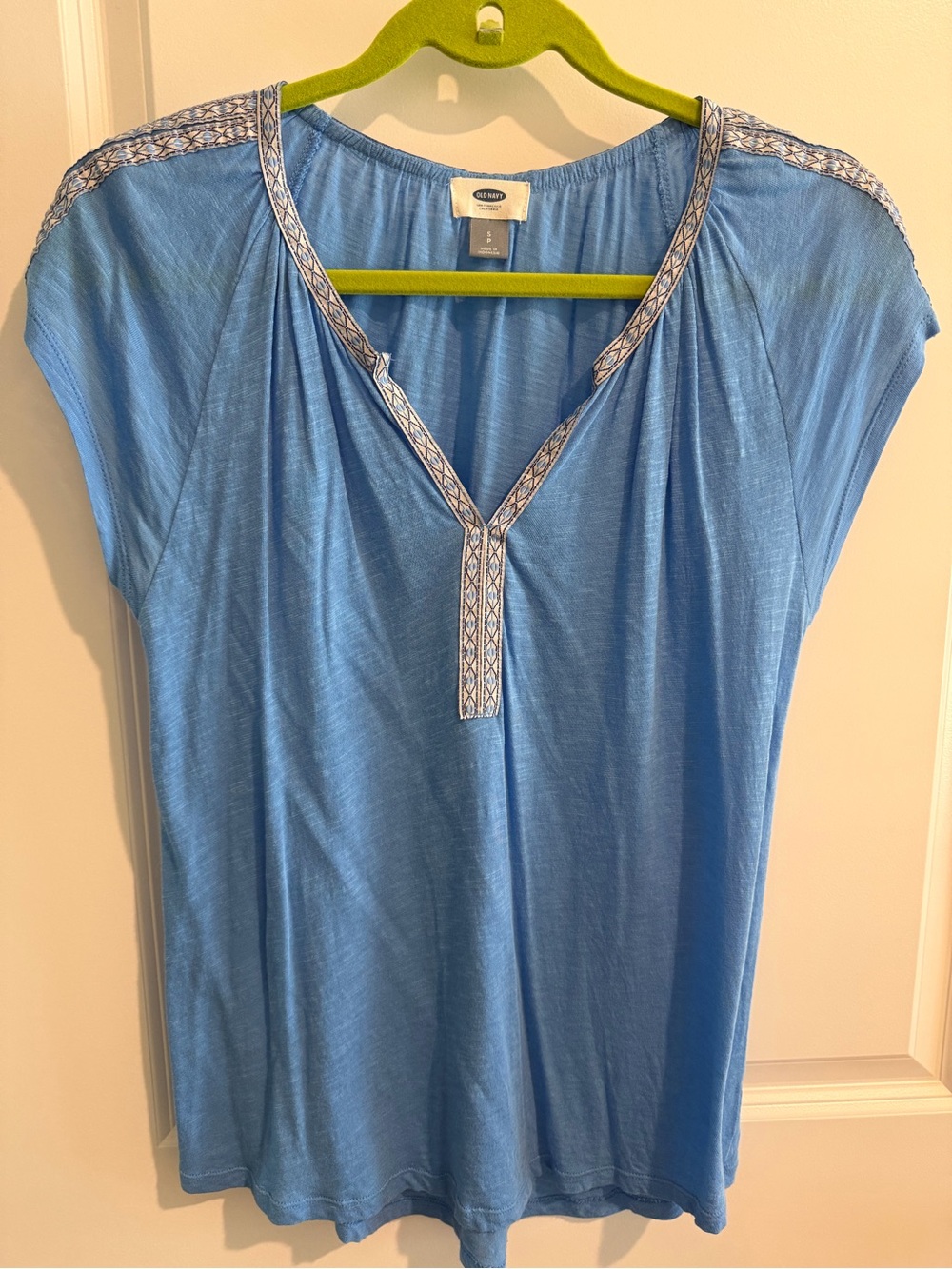 Old Navy Sky Blue V-Neck Embroidered Tunic